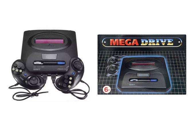 Игровая приставка Mega Drive 2 16 bit (2 джойстика, кабель, блок)