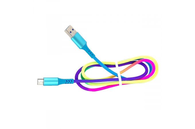 Кабель USB - USB Type-C Орбита OT-SMT08, 2.4A (радужный) 1м (в оплетке)