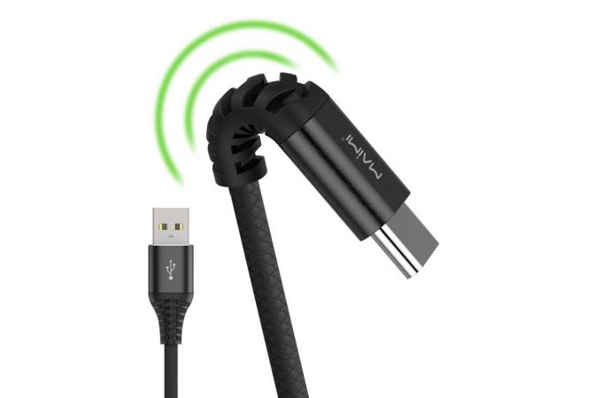 Кабель USB - USB Type-C MAIMi X18, 3.3A (черный) 1.5м (с усилением сгиба)