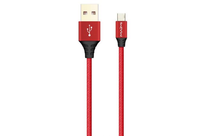 Кабель USB - USB Type-C MAIMi MX22, 3A (красный) 1м (в оплетке)