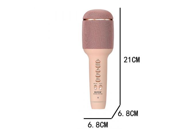 Караоке микрофон WSTER WS-900 беспроводной (Bluetooth, динамики, USB) (розовый)