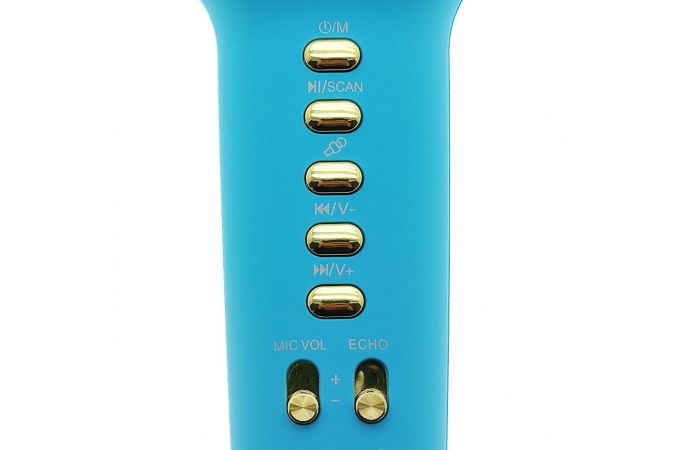 Караоке микрофон WSTER WS-900 беспроводной (Bluetooth, динамики, USB) (голубой)