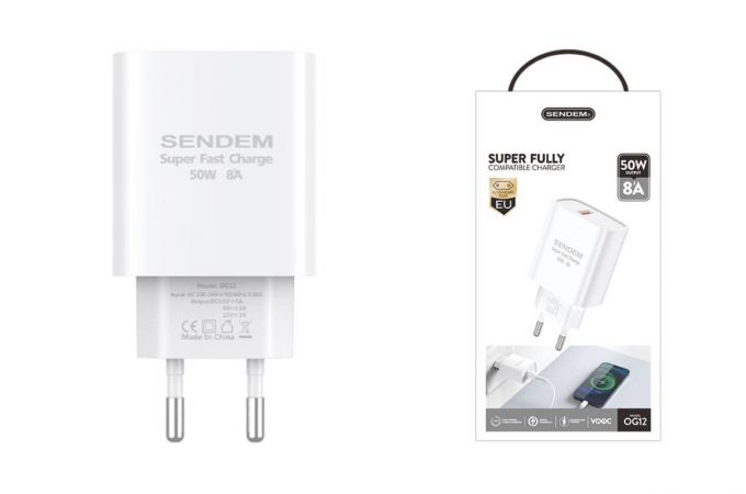 Сетевое зарядное устройство USB SENDEM OG12 QC3.0, 5000mA (белый)
