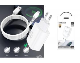 Сетевое зарядное устройство USB + кабель MicroUSB SENDEM OG12 QC3.0, 5000mA (белый)