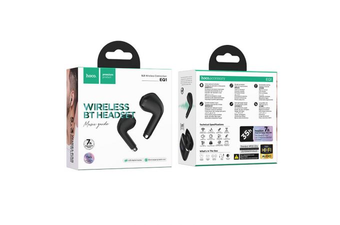 Наушники вакуумные беспроводные HOCO EQ1 Music guide true wireless BT headset (черный)