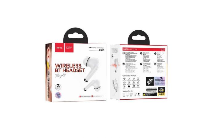 Наушники вакуумные беспроводные HOCO EQ2 Thought true wireless BT headset (белый)