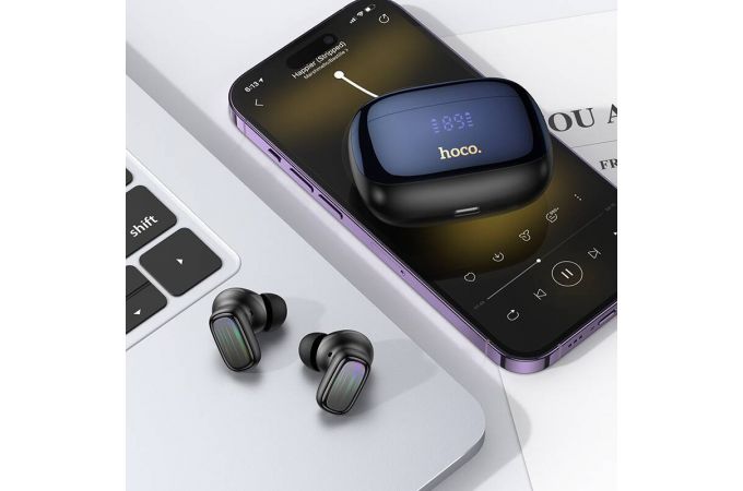 Наушники вакуумные беспроводные HOCO EQ20 Rhyme true wireless ANC+ENC noise reduction BT headset Black