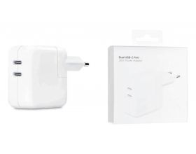 Сетевое зарядное устройство 2USB-C Apple 35W (orig)  MNWP3TU/A Power Adapter A2676