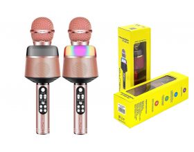 Караоке микрофон Орбита OT-ERM10 RGB (Bluetooth, динамики, USB) (розовый)