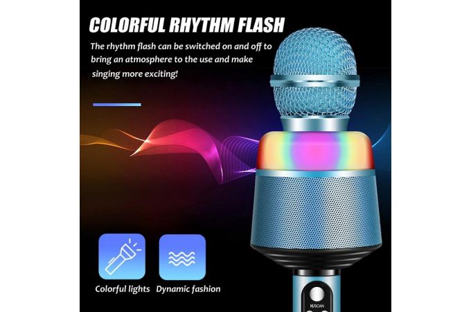 Караоке микрофон Орбита OT-ERM10 RGB (Bluetooth, динамики, USB) (розовый)