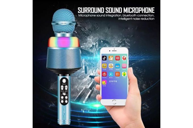 Караоке микрофон Орбита OT-ERM10 RGB (Bluetooth, динамики, USB) (розовый)