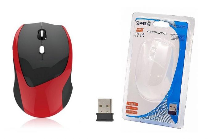 Мышь беспроводная Орбита OT-PCM28 (USB, 2.4ГГц, 2ААА, 10м) (черно-красный)