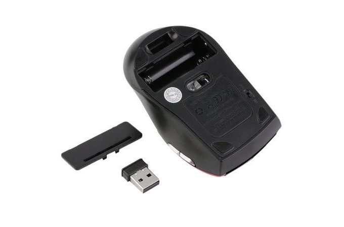 Мышь беспроводная Орбита OT-PCM28 (USB, 2.4ГГц, 2ААА, 10м) (черно-красный)