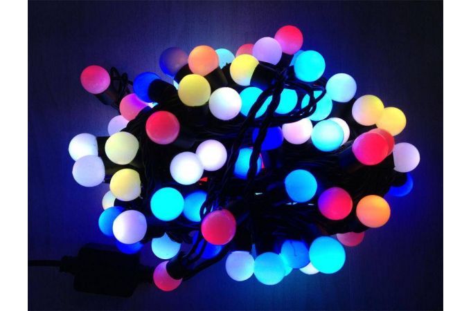 Гирлянда новогодняя светодиодная шарики маленькие матовые цветные RGB (5 метров)