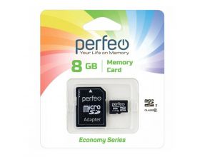 Карта памяти microSDHC Perfeo 8GB High-Capacity (Class 10) с адаптером