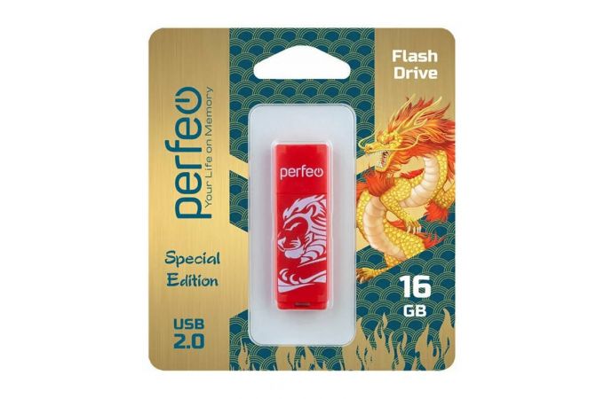 Флешка USB 2.0 Perfeo USB 16GB C04 Red Lion