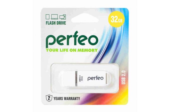 Флешка USB 2.0 Perfeo USB 32GB C02 White