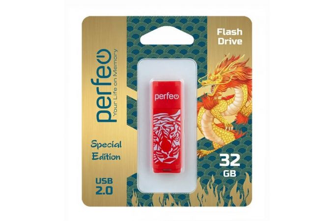 Флешка USB 2.0 Perfeo USB 32GB C04 Red Tiger
