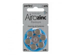 Батарейка часовая для слуховых аппаратов Perfeo ZA675/6BL Airozinc Premium