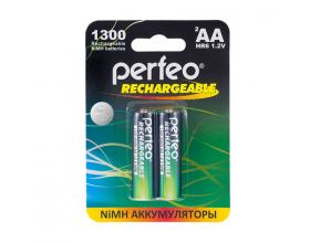 Аккумулятор Ni-MH Perfeo AA 1300mAh/2BL (Картонный блистер, цена за 2 штуки)