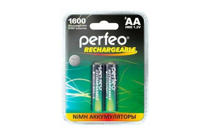 Аккумулятор Ni-MH Perfeo AA 1600mAh/2BL (Пластиковый блистер, цена за 2 штуки)
