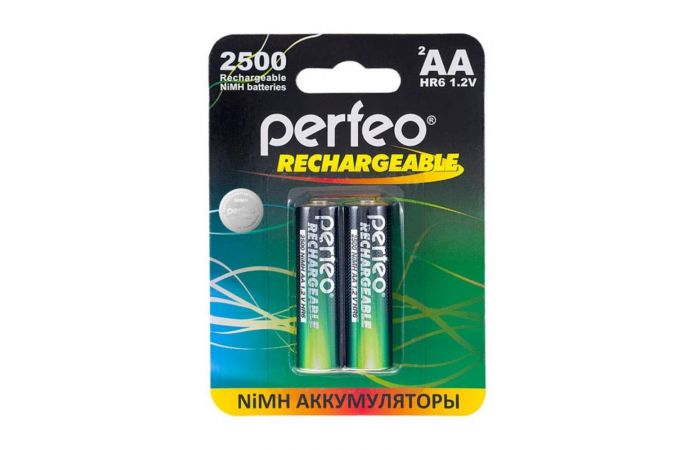 Аккумулятор Ni-MH Perfeo AA 2500mAh/2BL (Картонный блистер, цена за 2 штуки)