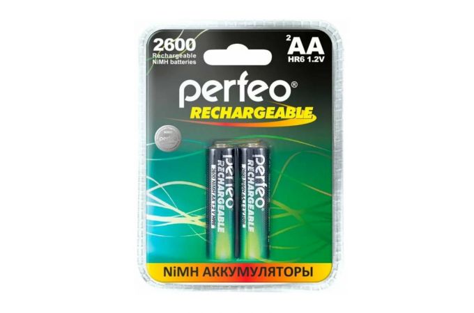 Аккумулятор Ni-MH Perfeo AA 2600mAh/2BL (Пластиковый блистер, цена за 2 штуки)