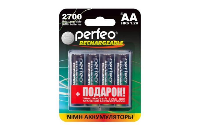 Аккумулятор Ni-MH Perfeo AA 2700mAh/4BL+BOX (Картонный блистер, цена за 4 штуки)