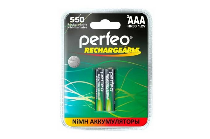 Аккумулятор Ni-MH Perfeo AAA 550mAh/2BL (Пластиковый блистер, цена за 2 штуки)