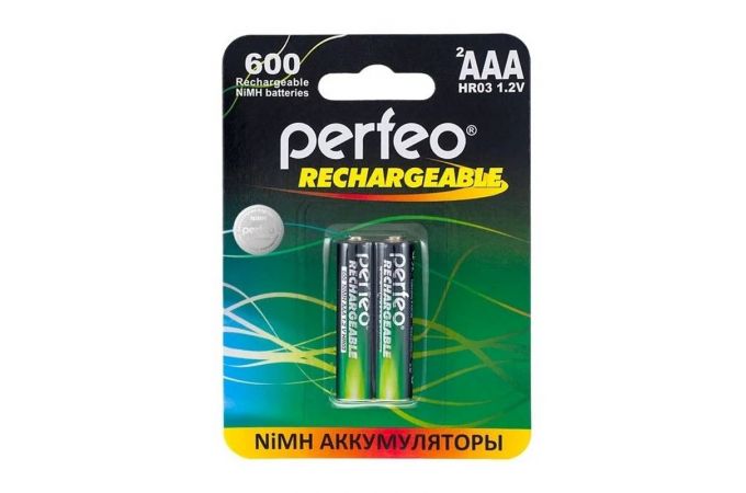 Аккумулятор Ni-MH Perfeo AAA 600mAh/2BL (Картонный блистер, цена за 2 штуки)