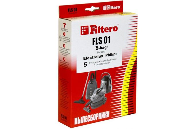 Мешки-пылесборники FILTERO FLS 01 (S-bag) (5) Standard для AEG, Electrolux, Philips, Bork