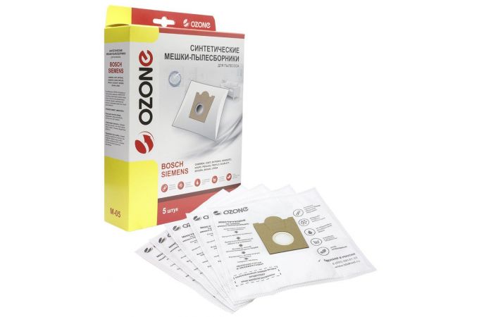 Мешки-пылесборники OZONE micron M-05 для Bosch ,синтетические, 5шт