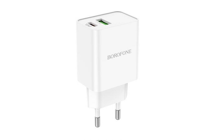 Сетевое зарядное устройство USB + USB-C BOROFONE BA69A Resource PD+ QC 3.0 (белый)