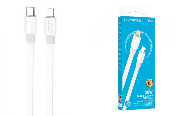 Кабель USB Type-C - Lightning BOROFONE BX89 Union PD (бело-серый) 1м