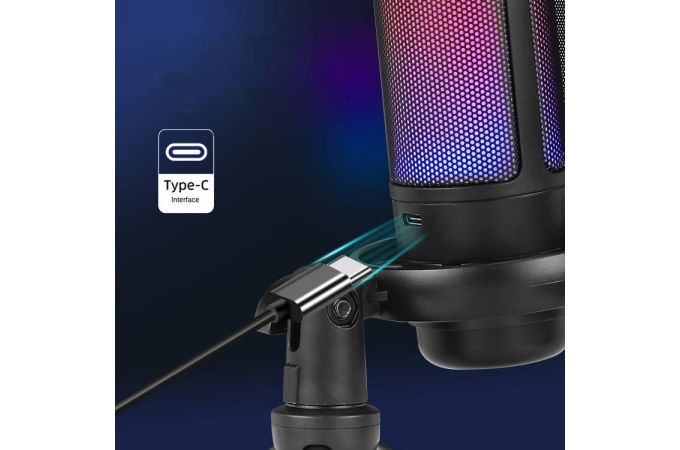 Микрофон проводной конденсаторный Орбита OT-ERM16 RGB (USB, 1.8м)