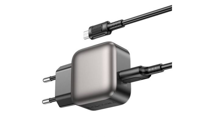 Сетевое зарядное устройство USB + кабель MicroUSB BOROFONE BAS52A QC3.0 (черный)