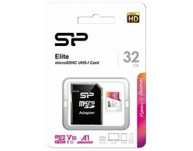 Карта памяти MicroSDHC 32 Gb Silicon Power Elite 100Mb/s UHS-I/V10/A1/R/W 100/30 Mb/s/SP032GBSTHBV1V20SP/SD адаптер