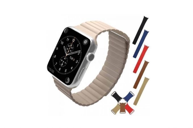 Кожаный магнитный браслет для Apple Watch 38-40 мм цвет в ассортименте