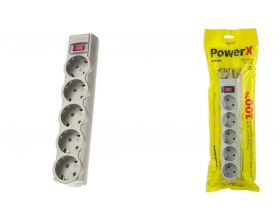 Сетевой фильтр Perfeo "POWERX", 1,8м, 5 розеток (серый)
