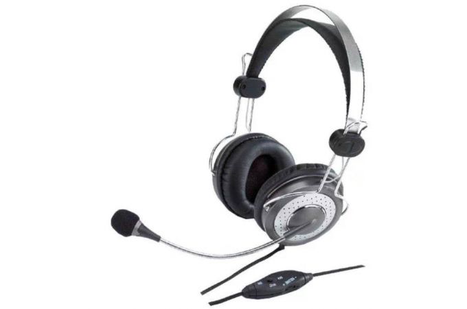 Наушники мониторные проводные Genius HS-04SU (черно-серебристый)