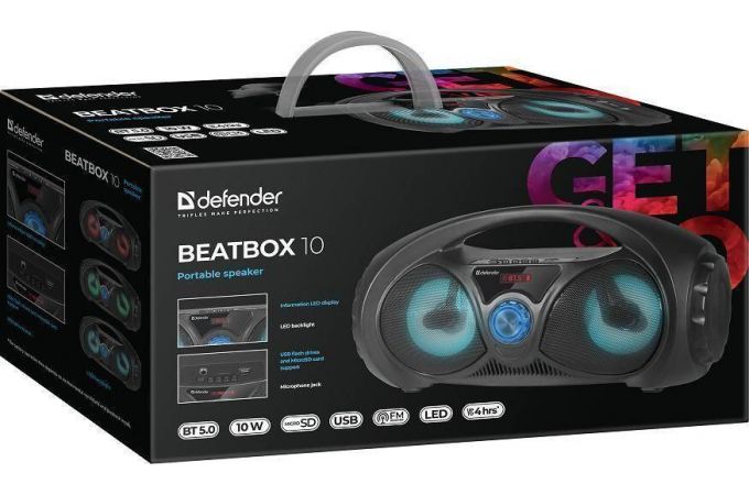 Портативная беспроводная колонка Defender Beatbox 10 (черный)