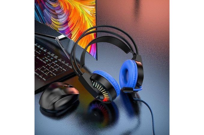 Наушники мониторные проводные HOCO W105 Joyful (синий)