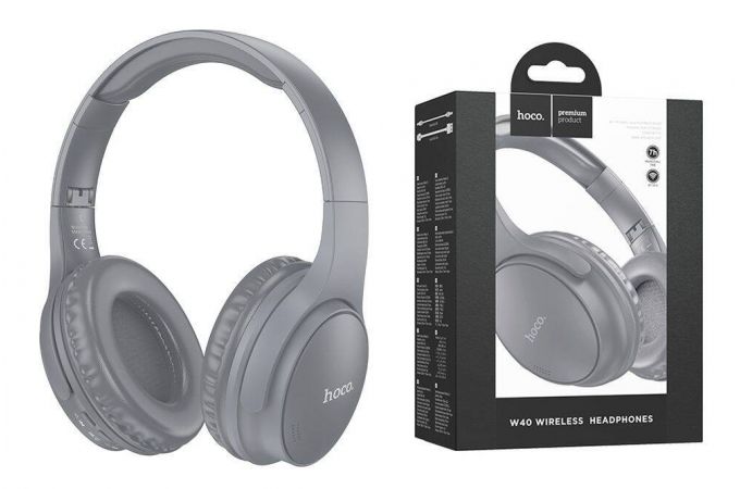 Наушники мониторные беспроводные HOCO W40 wireless headphones Bluetooth (серый)