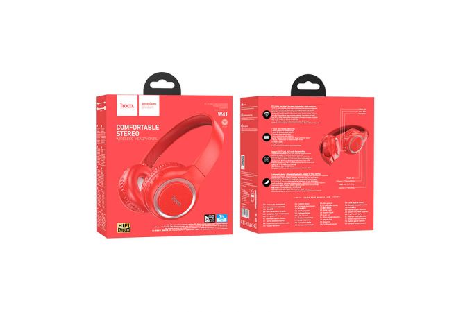 Наушники мониторные беспроводные HOCO W41 wireless headphones Bluetooth (красный)