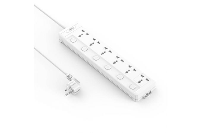 Сетевой удлинитель XO WL18 (EU) Long row 6AC socket with independent switch (белый)