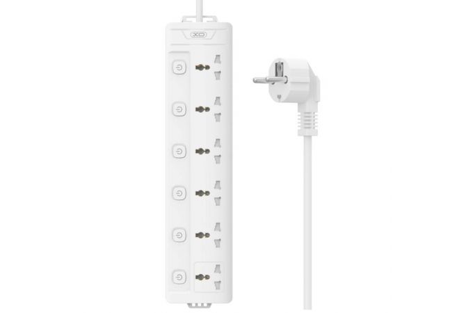 Сетевой удлинитель XO WL18 (EU) Long row 6AC socket with independent switch (белый)