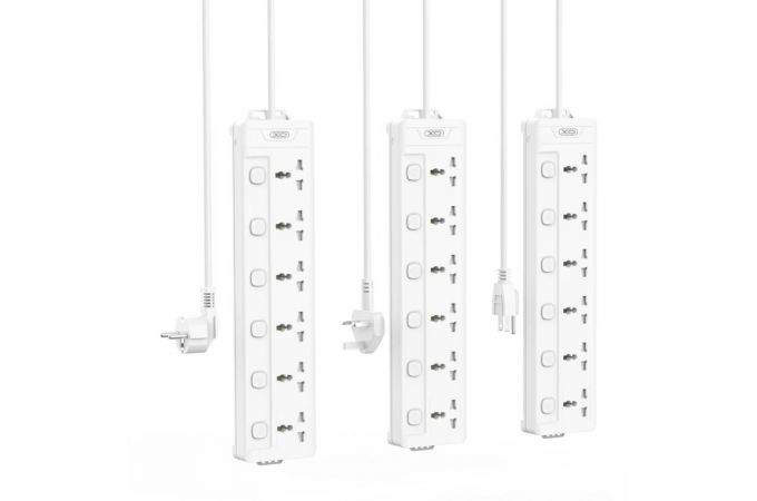 Сетевой удлинитель XO WL18 (EU) Long row 6AC socket with independent switch (белый)