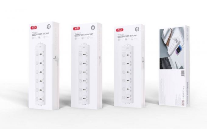 Сетевой удлинитель XO WL18 (EU) Long row 6AC socket with independent switch (белый)