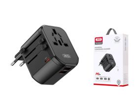 Сетевое зарядное устройство 2USB + USB-C XO WL13 20W Universal Travel Charging Black