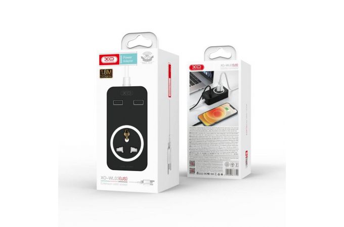 Сетевое зарядное устройство 2USB XO WL01 universal Charger Black